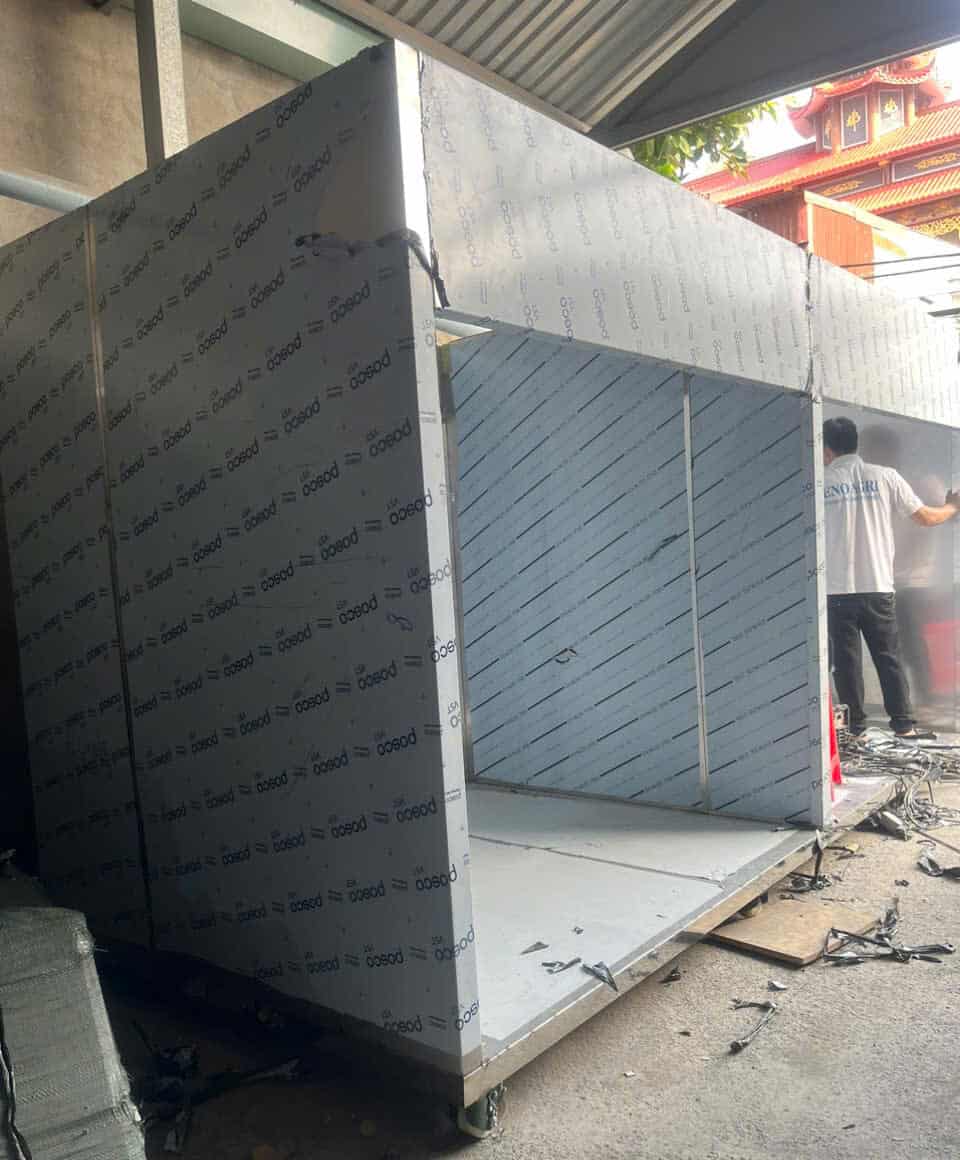 Dựng khung máy sấy lạnh theo bản vẽ