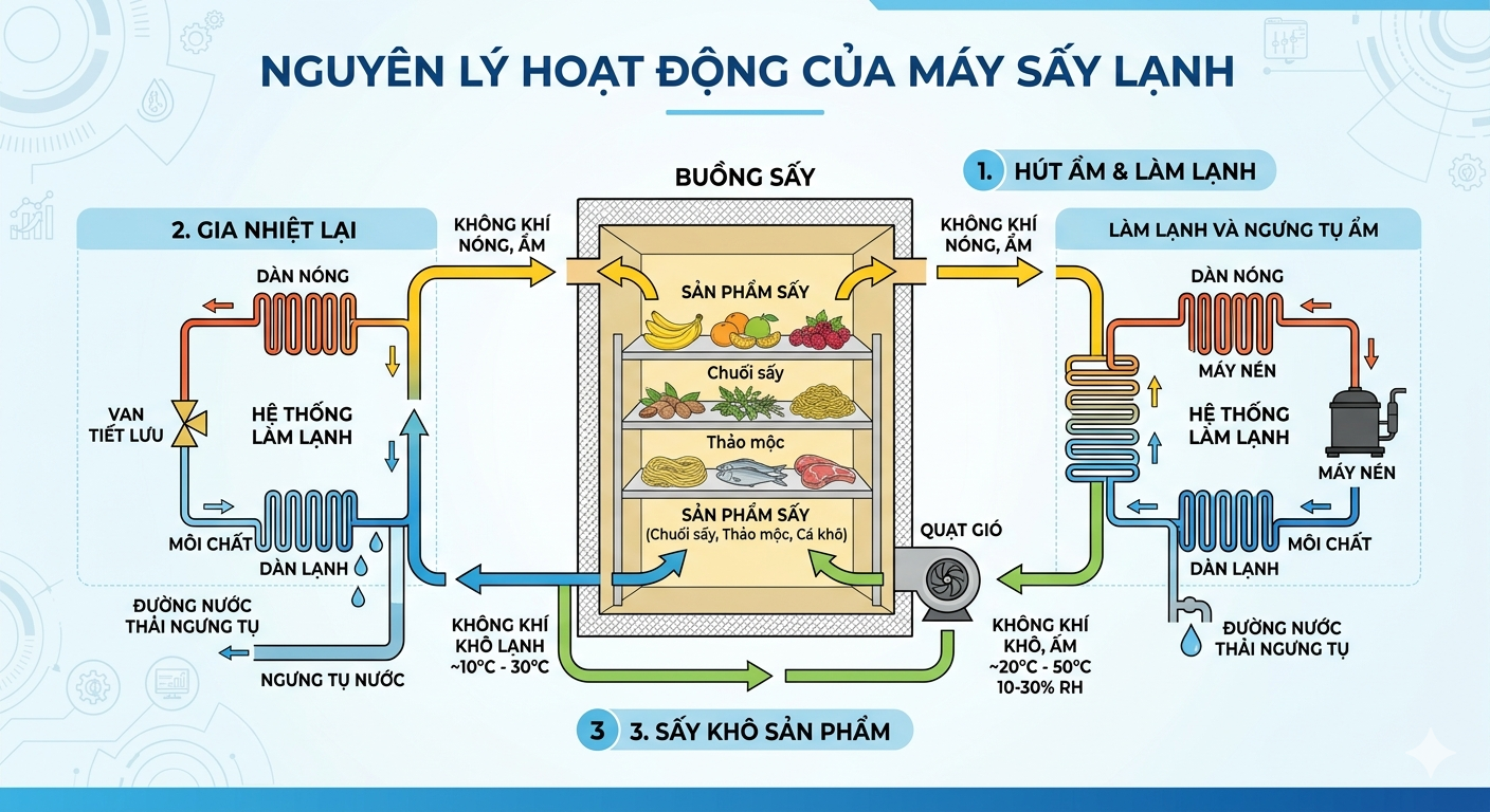 Nguyên Lý Hoạt Động Của Máy Sấy Lạnh