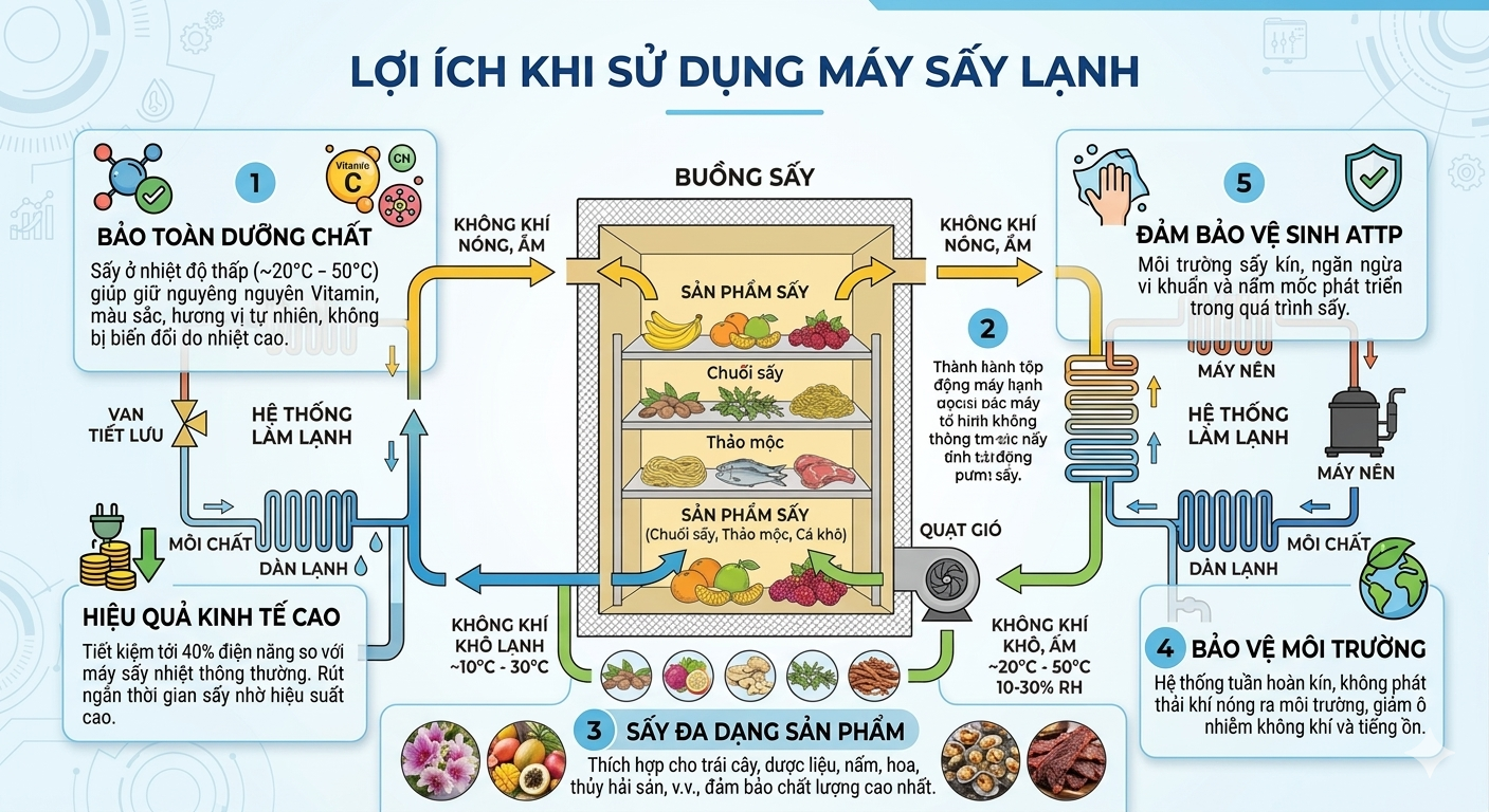 Lợi ích khi sử dụng máy sấy lạnh